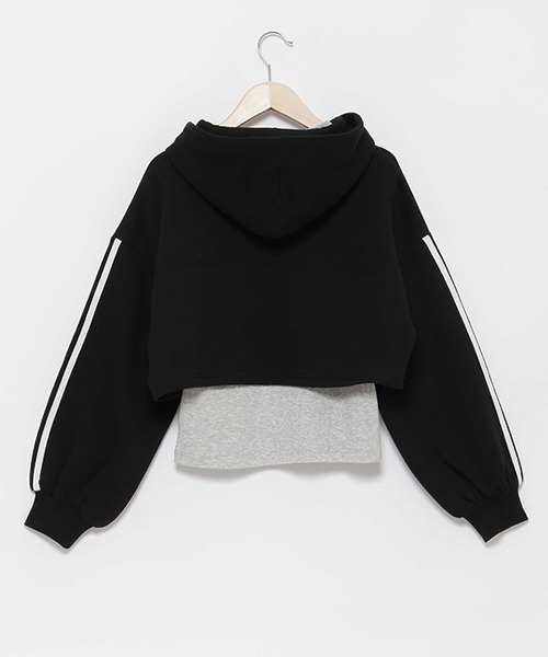 LOVETOXIC(ラブトキシック)の「【LTXC】インナー付裏起毛短丈パーカ(パーカー・キッズ・ブラック/オフホワイト/トップグレー・S/L/M/LL)」の9枚目の写真