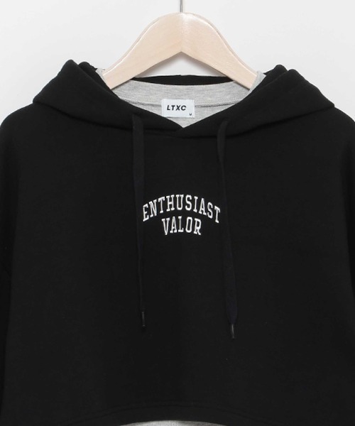 LOVETOXIC(ラブトキシック)の「【LTXC】インナー付裏起毛短丈パーカ(パーカー・キッズ・ブラック/オフホワイト/トップグレー・S/L/M/LL)」の11枚目の写真