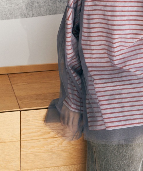 marjour(マージュール)の「SHEER MESH TOPS(Tシャツ/カットソー・レディース・ブラック/グレー・M)」の4枚目の写真