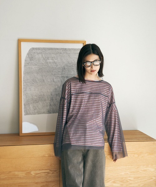 marjour(マージュール)の「SHEER MESH TOPS(Tシャツ/カットソー・レディース・ブラック/グレー・M)」の6枚目の写真