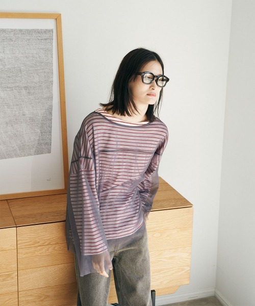 marjour(マージュール)の「SHEER MESH TOPS(Tシャツ/カットソー・レディース・ブラック/グレー・M)」の8枚目の写真