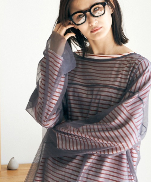 marjour(マージュール)の「SHEER MESH TOPS(Tシャツ/カットソー・レディース・ブラック/グレー・M)」の9枚目の写真