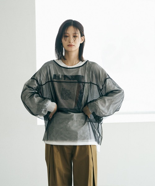 marjour(マージュール)の「SHEER MESH TOPS(Tシャツ/カットソー・レディース・ブラック/グレー・M)」の14枚目の写真