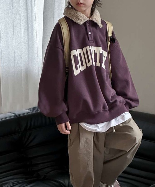 【aimoha-KIDS-】子供服 英文字POLO襟スウェット（スウェット）｜aimoha（アイモハ）