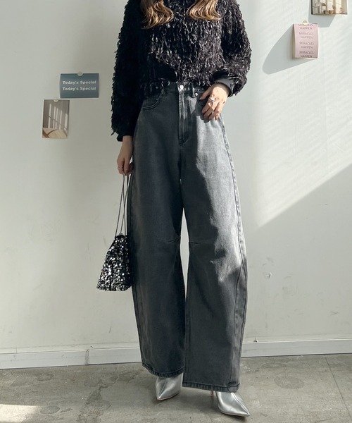 Futier land（フューティアランド）の「カーブラインデニムパンツ（デニムパンツ・レディース・ブルー/アイボリー/ブラック/ライトブルー・MEDIUM）」の3枚目の写真