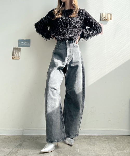 Futier land（フューティアランド）の「カーブラインデニムパンツ（デニムパンツ・レディース・ブルー/アイボリー/ブラック/ライトブルー・MEDIUM）」の9枚目の写真