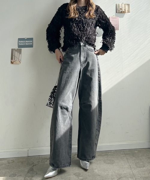 Futier land（フューティアランド）の「カーブラインデニムパンツ（デニムパンツ・レディース・ブルー/アイボリー/ブラック/ライトブルー・MEDIUM）」の13枚目の写真