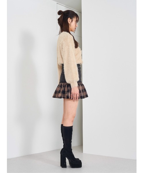 ダーリッチ スカート レザープリーツミニスカート（デニムスカート）｜Darich