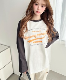 moment+ | 綿100％天竺.ラグランロゴプリントロンT(Tシャツ/カットソー)