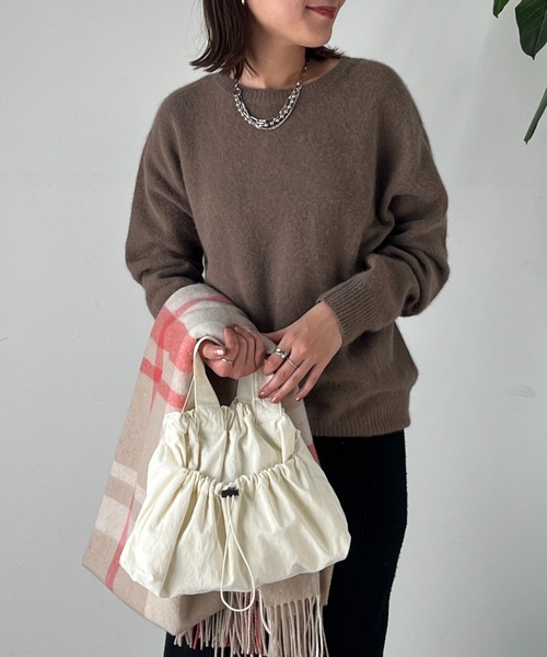 un dix cors（アンディコール）の「ドロストリング2wayショルダー（ショルダーバッグ・レディース・アイボリー/ブラック・FREE）」の9枚目の写真