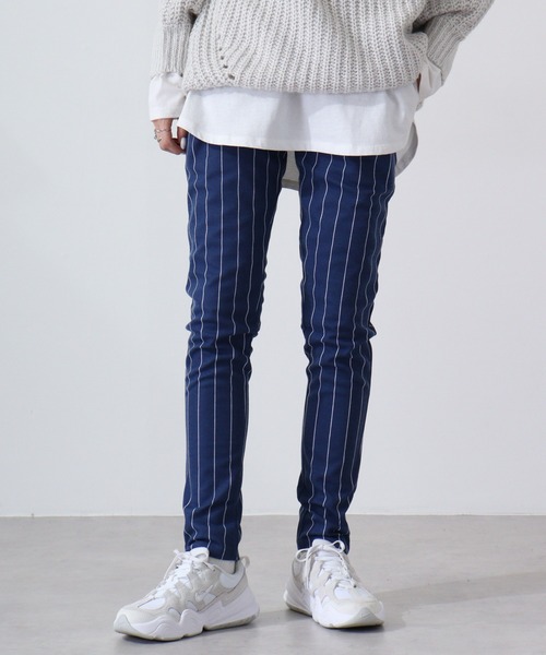 FUNALIVE(ファンアライブ)の「Fleece sweat skinny pants / 裏毛スウェットスキニーパンツ unisex(スウェットパンツ・メンズ・ネイビー/グレー系カモフラージュ/ストライプ/カーキ/ベージュ・L/M)」の13枚目の写真