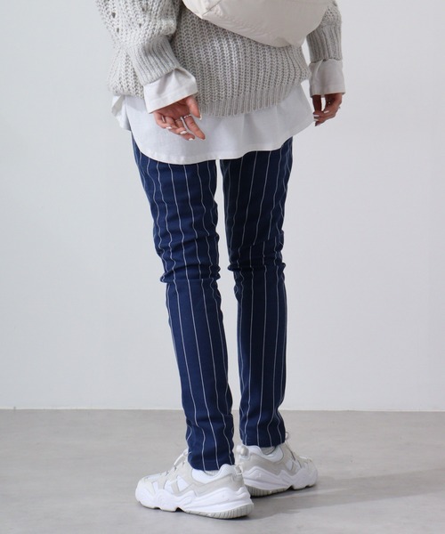 FUNALIVE(ファンアライブ)の「Fleece sweat skinny pants / 裏毛スウェットスキニーパンツ unisex(スウェットパンツ・メンズ・ネイビー/グレー系カモフラージュ/ストライプ/カーキ/ベージュ・L/M)」の16枚目の写真
