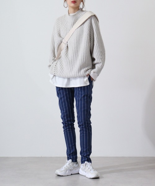 FUNALIVE(ファンアライブ)の「Fleece sweat skinny pants / 裏毛スウェットスキニーパンツ unisex(スウェットパンツ・メンズ・ネイビー/グレー系カモフラージュ/ストライプ/カーキ/ベージュ・L/M)」の17枚目の写真