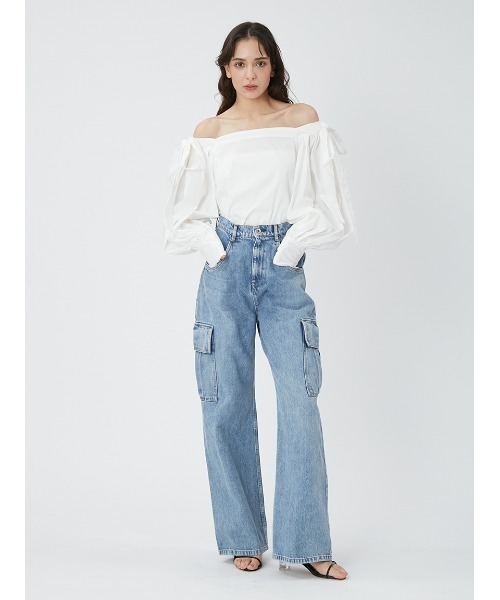 FRAY I.D（フレイアイディー）の「タックオフショルリボンブラウス（シャツ/ブラウス・レディース・ホワイト/ブラック/ストライプ・FREE）」の20枚目の写真