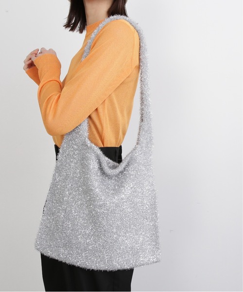 N.（N. Natural Beauty Basic）（エヌエヌナチュラルビューティーベーシック）の「◆ラメニットバッグ（トートバッグ・レディース・ブラック/シルバー・ﾌﾘ-）」の4枚目の写真