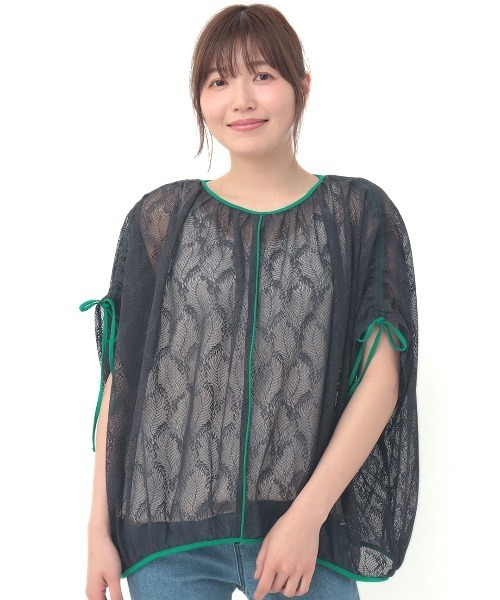 リーフメッシュレースポンチョプルオーバー（Tシャツ/カットソー