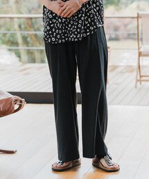 EDIFICE | リネン/ビスコース ポプリン ワイドイージーパンツ(スラックス)