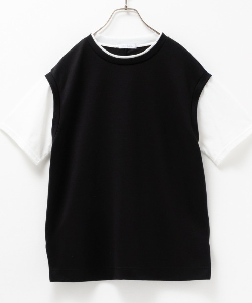 URBAN COLLECTION(アーバンコレクション)の「URBAN COLLECTION エアスムージー フェイクレイヤードベストTシャツ(Tシャツ/カットソー・レディース・チャコールグレー/ブラック/ベージュ・フリー)」の9枚目の写真