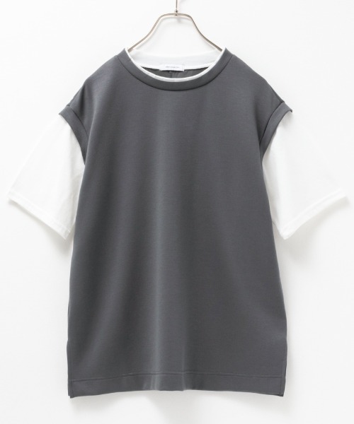 URBAN COLLECTION(アーバンコレクション)の「URBAN COLLECTION エアスムージー フェイクレイヤードベストTシャツ(Tシャツ/カットソー・レディース・チャコールグレー/ブラック/ベージュ・フリー)」の10枚目の写真