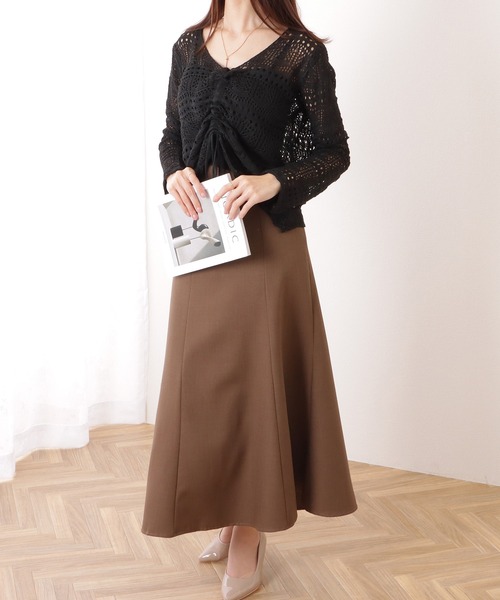 Lace Ladies(レースレディース)の「透かし編み ドローストリング Vネック ニット プルオーバー(ニット/セーター・レディース・ブラック/ベージュ/ピンク/アイボリー/ホワイト・FREE)」の8枚目の写真