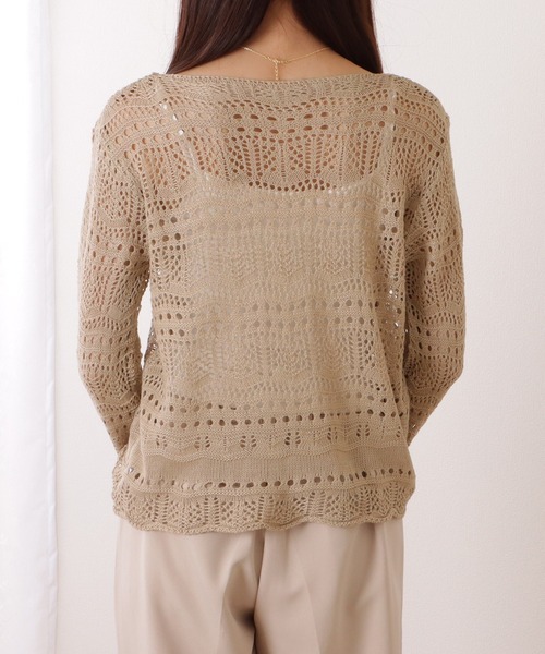 Lace Ladies(レースレディース)の「透かし編み ドローストリング Vネック ニット プルオーバー(ニット/セーター・レディース・ブラック/ベージュ/ピンク/アイボリー/ホワイト・FREE)」の22枚目の写真