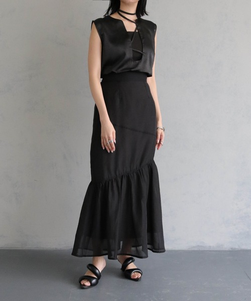 &g'aime（アンジェム）の「【&g’aime】ノースリーブサテンブラウス（シャツ/ブラウス・レディース・ブラック/ブルー/アイボリー・FREE）」の16枚目の写真