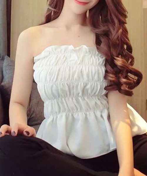 Miniministore（ミニミニストア）の「ベアトップ レディース チューブトップ（チューブトップ・レディース・ホワイト/ピンク/ブラック/イエロー・FREE）」の2枚目の写真