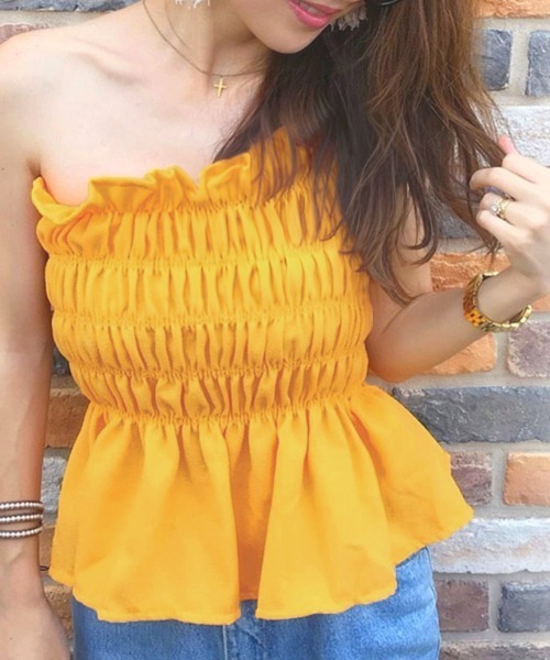 Miniministore（ミニミニストア）の「ベアトップ レディース チューブトップ（チューブトップ・レディース・ホワイト/ピンク/ブラック/イエロー・FREE）」の4枚目の写真