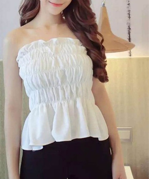 Miniministore（ミニミニストア）の「ベアトップ レディース チューブトップ（チューブトップ・レディース・ホワイト/ピンク/ブラック/イエロー・FREE）」の11枚目の写真