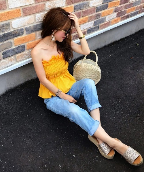 Miniministore（ミニミニストア）の「ベアトップ レディース チューブトップ（チューブトップ・レディース・ホワイト/ピンク/ブラック/イエロー・FREE）」の14枚目の写真