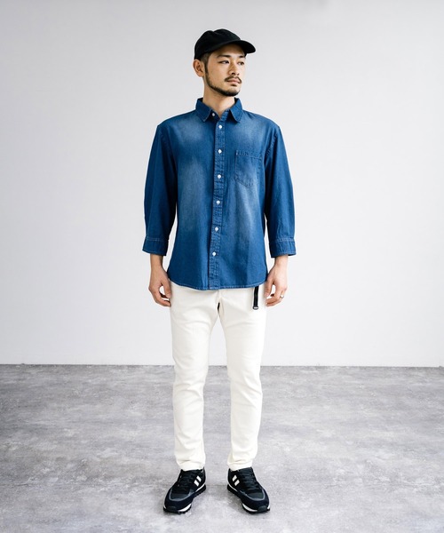 Rocky Monroe(ロッキーモンロー)の「レギュラーカラー7分袖デニムシャツ(シャツ/ブラウス・メンズ・ブルー/ライトブルー/ネイビー・M/L/LL)」の16枚目の写真