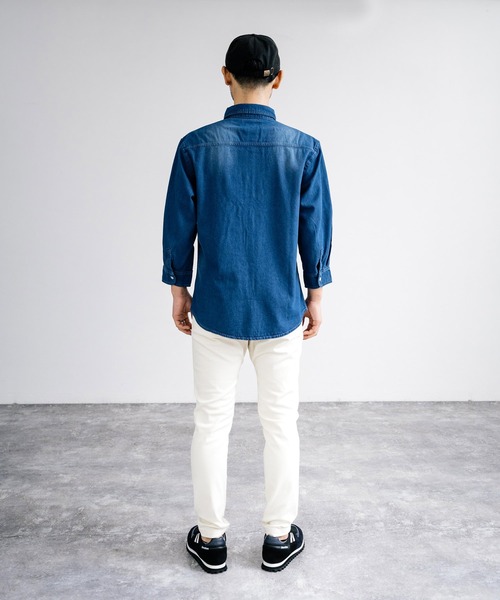 Rocky Monroe(ロッキーモンロー)の「レギュラーカラー7分袖デニムシャツ(シャツ/ブラウス・メンズ・ブルー/ライトブルー/ネイビー・M/L/LL)」の10枚目の写真