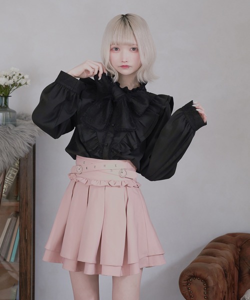 Pal elfy(パルエルフィー)の「レースボウタイブラウス(シャツ/ブラウス・レディース・ピンク/ブラック/オフホワイト・フリー)」の2枚目の写真