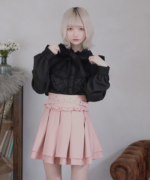 Pal elfy(パルエルフィー)の「レースボウタイブラウス(シャツ/ブラウス・レディース・ピンク/ブラック/オフホワイト・フリー)」の7枚目の写真