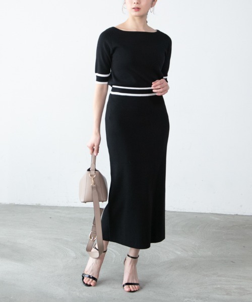 M.deux(エムドゥ)の「《ライン入りニットアップ》(ニット/セーター・レディース・ベージュ/ブラック・MEDIUM)」の5枚目の写真