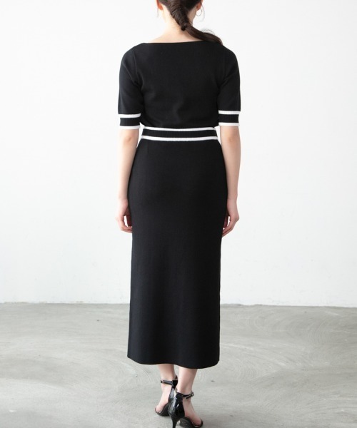 M.deux(エムドゥ)の「《ライン入りニットアップ》(ニット/セーター・レディース・ベージュ/ブラック・MEDIUM)」の8枚目の写真