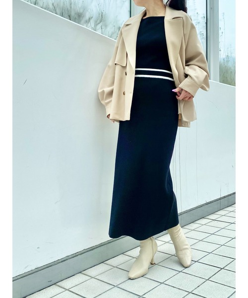 M.deux(エムドゥ)の「《ライン入りニットアップ》(ニット/セーター・レディース・ベージュ/ブラック・MEDIUM)」の16枚目の写真