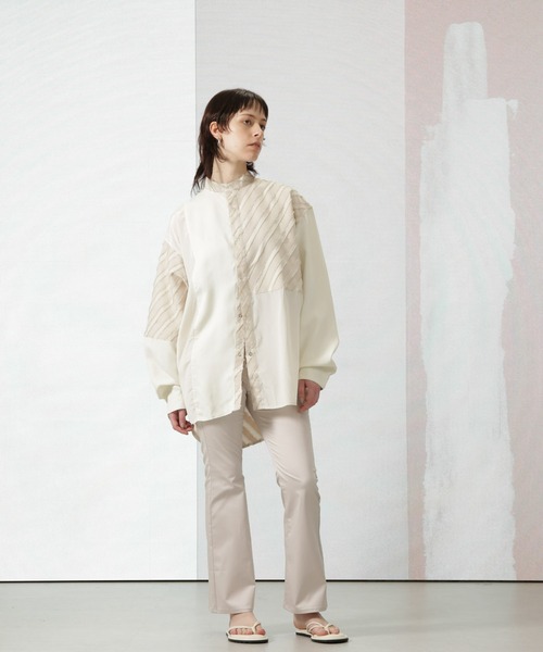 Apo(s)ture(アポスチャー)の「LILY-003/サテンストレッチスキニーフレアパンツ(その他パンツ・レディース・ブルー/グレー/ブラック/ベージュ・XL/L/M/S/XS)」の6枚目の写真