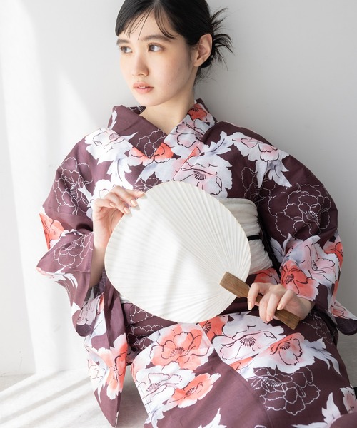ゆかた館グレース こだわり浴衣5点セット エンジMサイズ ゆかた館グレース（ユカタカングレース）の「こだわり浴衣5点セット