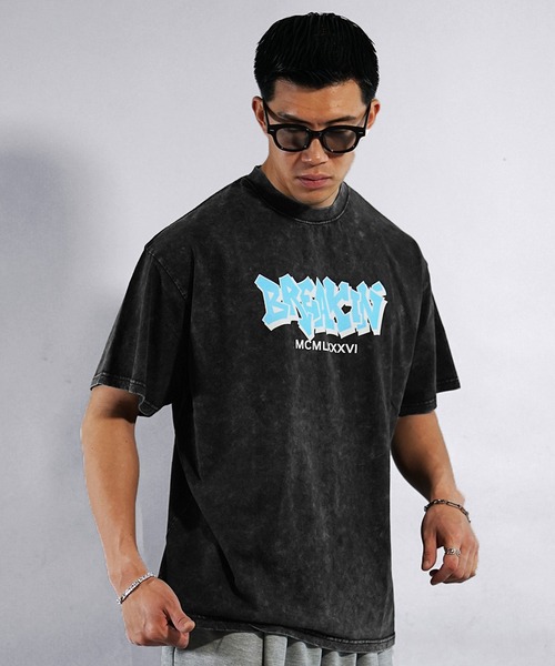 半袖Tシャツ メンズ ロゴ装飾 ショルダーパット ゆる感 2色 OY/オーワイ』 ROUND NECK ZIPPER LOGO/ネックZIPロゴ Tシャツ