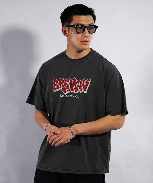 JOKER（ジョーカー）の「ルーズシルエット ピグメント加工半袖Tシャツ メンズ ロゴTシャツ ビッグシルエット メンズ 春服（Tシャツ/カットソー・メンズ・グレー系1/ブラック系2/ブラック系1/グレー系2・L/M）」の7枚目の写真
