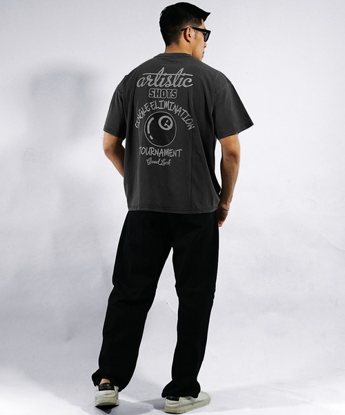 ルーズシルエット ピグメント加工半袖Tシャツ メンズ ロゴT