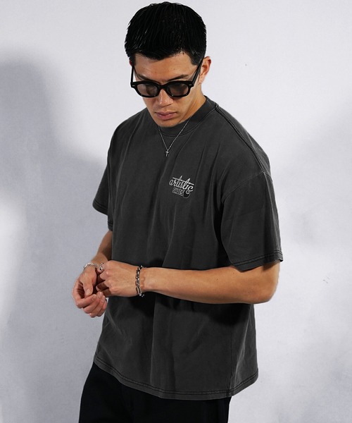 メタリックロゴ ルーズ Tシャツ 5色 半袖 ストリート 夏 cra307 ルーズシルエット ピグメント加工半袖Tシャツ メンズ ロゴT
