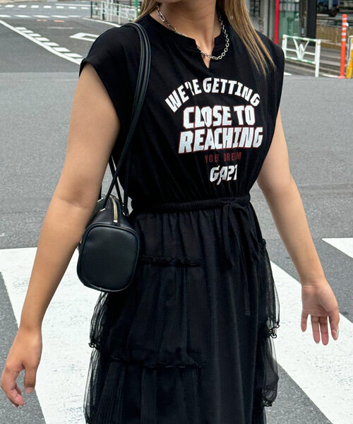 CIAOPANIC（チャオパニック）の「チュールドッキングロゴノースリーブワンピース（ワンピース・レディース・オフホワイト/グレー/ブラック/ネイビー・FREE）」の3枚目の写真