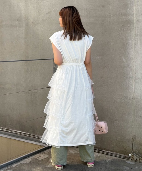 【9】FENNEL ♡ ノースリーブ ワンピース モノトーン 美品 9】FENNEL ♡ ノースリーブ ワンピース モノトーン 美品