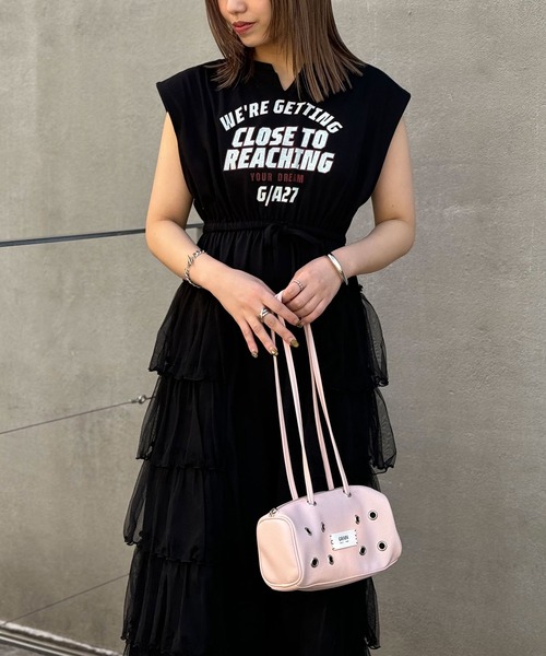 CIAOPANIC（チャオパニック）の「チュールドッキングロゴノースリーブワンピース（ワンピース・レディース・オフホワイト/グレー/ブラック/ネイビー・FREE）」の13枚目の写真