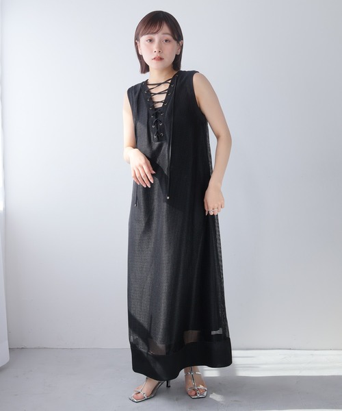 ⭐︎na⭐︎さま専用　　　ディセンバーメイ　メッシュ　ワンピースM ブラック レースアップメッシュワンピース（ワンピース）｜LADYMADE（レディ