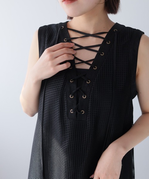 【セール】レースアップメッシュワンピース（ワンピース）｜LADYMADE（レディメイド）