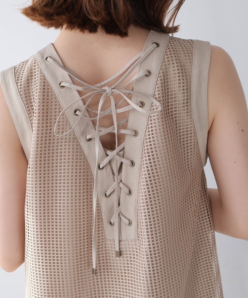 【セール】レースアップメッシュワンピース（ワンピース）｜LADYMADE（レディメイド）