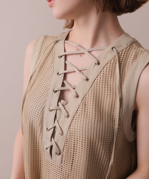 【セール】レースアップメッシュワンピース（ワンピース）｜LADYMADE（レディメイド）